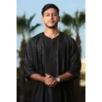 GG008 - Men's Black Moroccan Thobe Short Sleeve Gandoura - Image 2