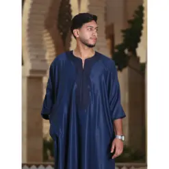 Alternative view of GG008 - Men's Navy Moroccan Thobe Short Sleeve Gandoura