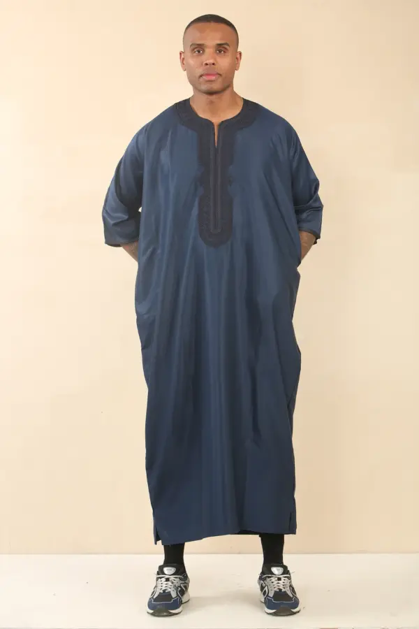 Thobez GG008 Mens Navy Moroccan Thobe Gandoura 2