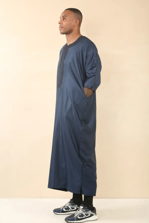 Thobez GG008 Mens Navy Moroccan Thobe Gandoura 3