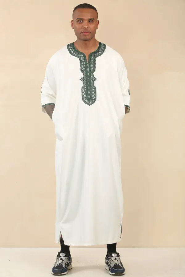 Thobez GG008 Mens White Moroccan Thobe Gandoura 2