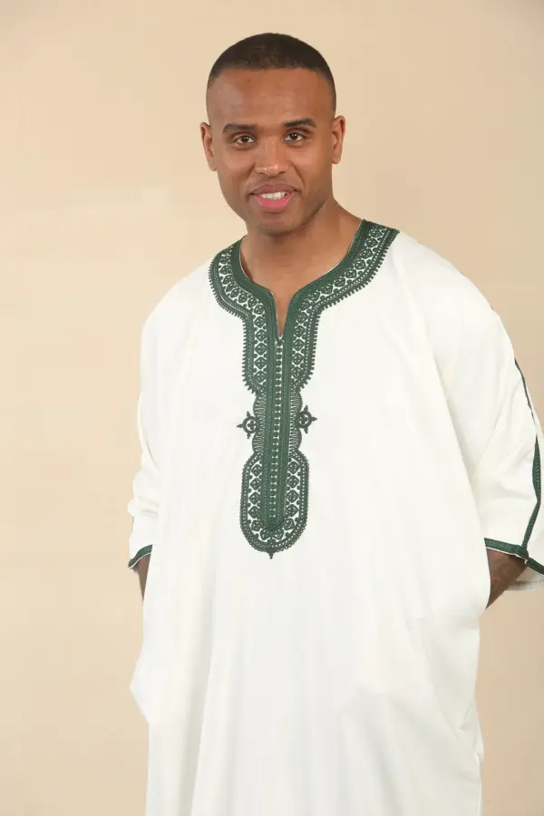 Thobez GG008 Mens White Moroccan Thobe Gandoura 3