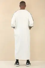 GG008 - Men's White Moroccan Thobe Short Sleeve Gandoura - Image 6