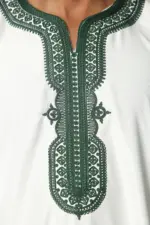 GG008 - Men's White Moroccan Thobe Short Sleeve Gandoura - Image 7