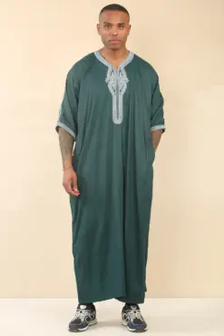 Alternative view of HM60 - Men's Green Moroccan Thobe Embroidery Gandoura