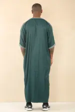 HM60 - Men's Green Moroccan Thobe Embroidery Gandoura - Image 4