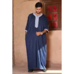 HM61 - Men's Navy Moroccan Blue Embroidery Gandoura