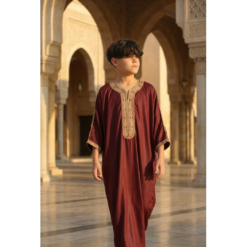 Alternative view of HM63 - Boys Moroccan Thobe Short Sleeve Embroidery Gandoura