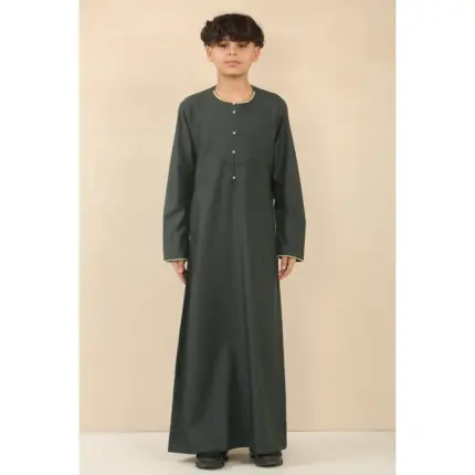 OE-300 - Boy's Green Emirati Omani Thobe Gold Embroidery