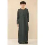 OE-300 - Boy's Green Emirati Omani Thobe Gold Embroidery - Image 2