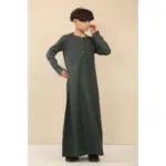 OE-300 - Boy's Green Emirati Omani Thobe Gold Embroidery - Image 3