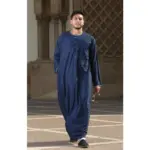 OE-300 - Men's Navy Emirati Omani Thobe Gold Embroidery