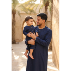 Alternative view of OE-300 - Baby Toddler Navy Romper Thobe Gold Embroidery