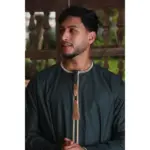 TT-003 - Men's Green Emirati Thobe Gold Tassel Embroidery - Image 2