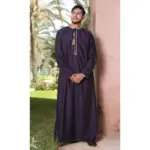 TT-003 - Men's Purple Emirati Thobe Gold Tassel Embroidery