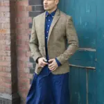 Cavani Albert Men's Tweed Herringbone Grey Brown Blazer