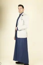 Cavani Caridi - Men's Tweed Check Beige Wedding Blazer - Image 4