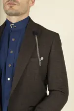 Cavani Caridi - Men's Tweed Check Brown Blazer - Image 7