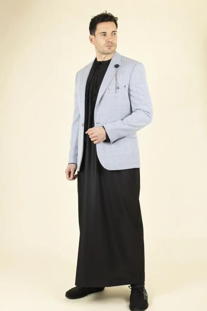 Cavani Caridi - Men's Tweed Light Blue Wedding Blazer - Image 3