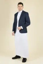 Cavani Caridi - Men's Tweed Navy Blue Classic Blazer - Image 3