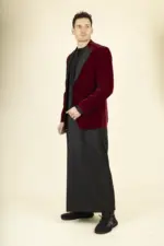 Men's Wine Velvet Tuxedo Blazer Wedding | TruClothing - Image 2