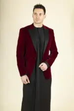 Men's Wine Velvet Tuxedo Blazer Wedding | TruClothing - Image 3