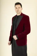 Men's Wine Velvet Tuxedo Blazer Wedding | TruClothing - Image 4