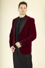 Men's Wine Velvet Tuxedo Blazer Wedding | TruClothing - Image 5