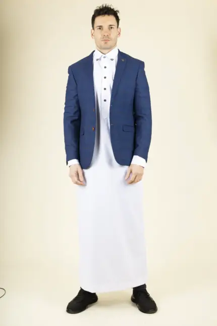 Paul Andrew Alex - Men's Blue Brown Check Wedding Blazer