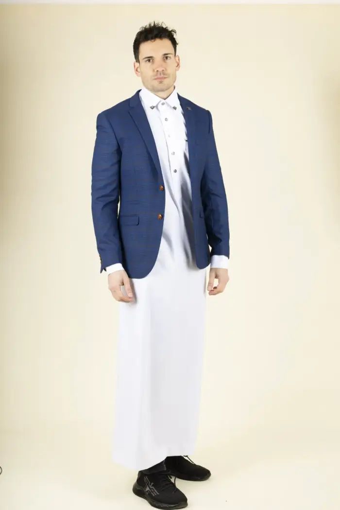 Paul Andrew Alex - Men's Blue Brown Check Wedding Blazer - Image 3