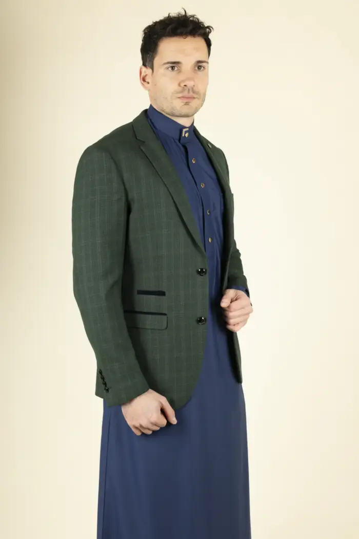Paul Andrew Leo - Men's Green Checked Tailored Fit Blazer - Image 4
