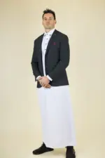 Paul Andrew Madrid - Men's Blue Wine Check Tweed Blazer - Image 2