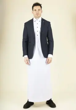 Paul Andrew Oscar - Men's Navy Blue Wool Blend Tweed Blazer