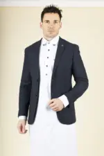 Paul Andrew Oscar - Men's Navy Blue Wool Blend Tweed Blazer - Image 2