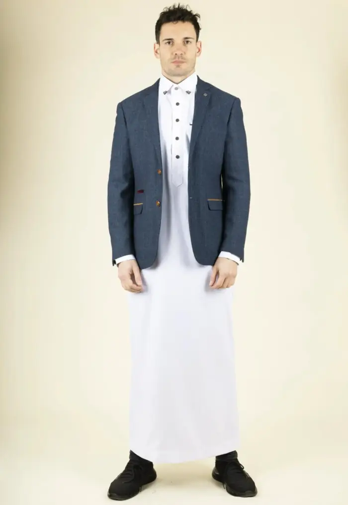 Paul Andrew Scott - Men's Blue Tweed Checked Blazer - Image 1
