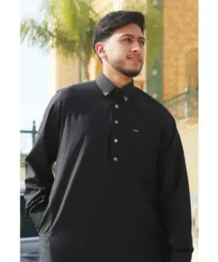 TT-004 – Men's Black Saudi Emirati Thobe Shirt Collar — Thobez