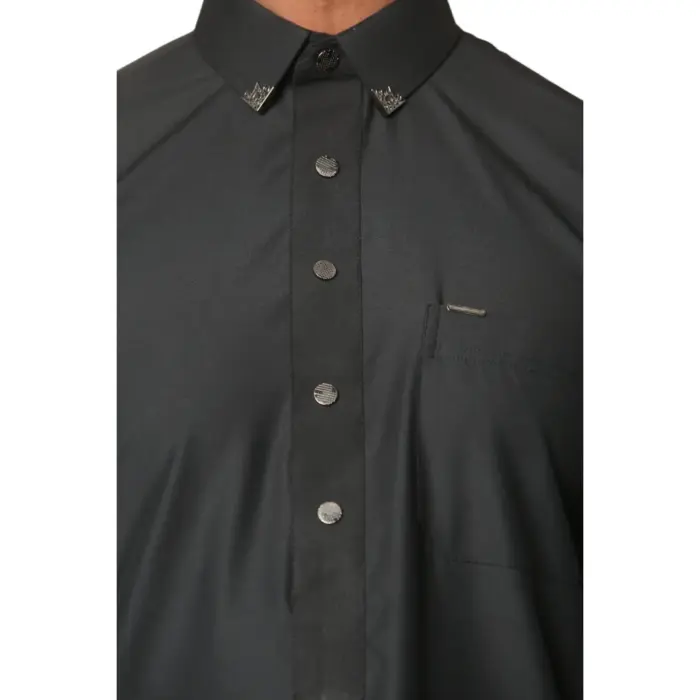 TT-004 - Men's Black Saudi Emirati Thobe Shirt Collar - Image 3