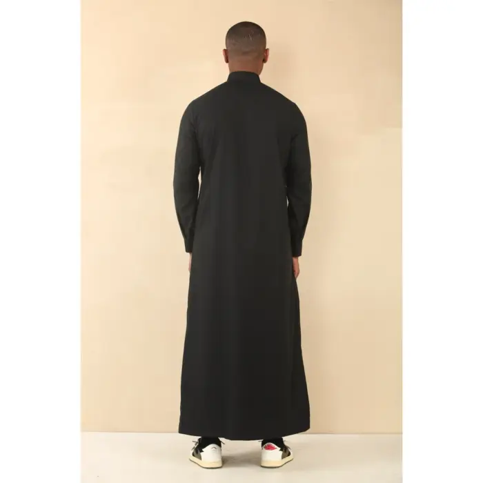 TT-004 - Men's Black Saudi Emirati Thobe Shirt Collar - Image 6