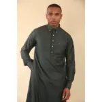 TT-004 - Men's Olive Saudi Emirati Thobe Shirt Collar - Image 4