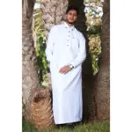 TT-004 - Men's White Saudi Emirati Thobe Shirt Collar