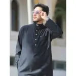 TT-005 - Men's Black Saudi Emirati Thobe Nehru High Collar - Image 2