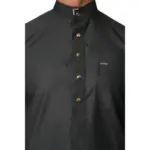 TT-005 - Men's Black Saudi Emirati Thobe Nehru High Collar - Image 3