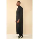 TT-005 - Men's Black Saudi Emirati Thobe Nehru High Collar - Image 5