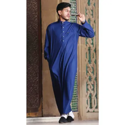 TT-005 - Men's Navy Saudi Emirati Thobe Nehru High Collar