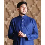TT-005 - Men's Navy Saudi Emirati Thobe Nehru High Collar - Image 2