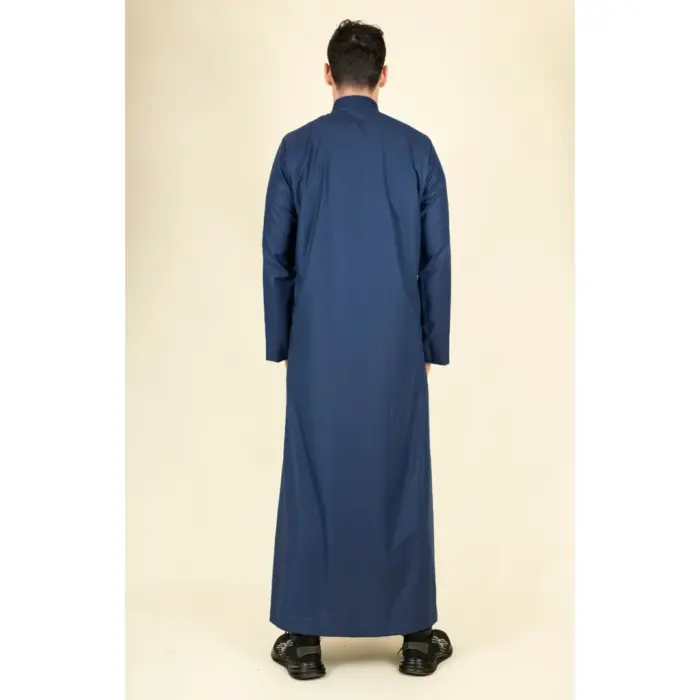 TT-005 - Men's Navy Saudi Emirati Thobe Nehru High Collar - Image 6