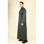 TT-005 - Men's Olive Saudi Emirati Thobe Nehru High Collar - Image 5