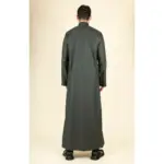 TT-005 - Men's Olive Saudi Emirati Thobe Nehru High Collar - Image 6