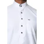 TT-005 - Men's White Saudi Emirati Thobe Nehru High Collar - Image 3