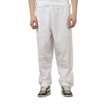 Men's White Elasticated Comfort Thobe Trousers